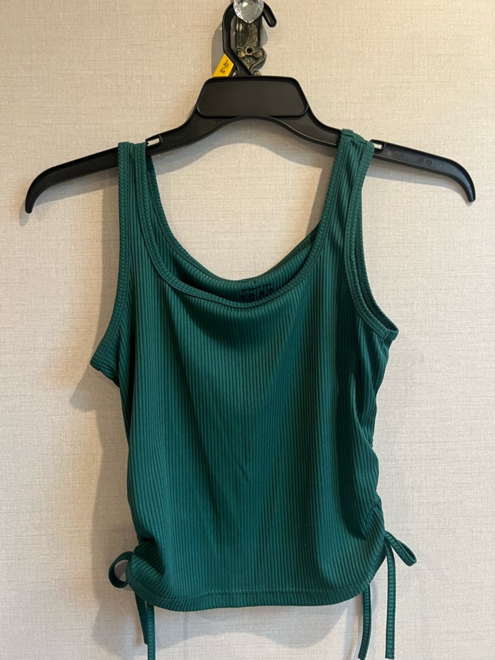 SHEIN Emerald Ribbed Side-Tie Tank Top